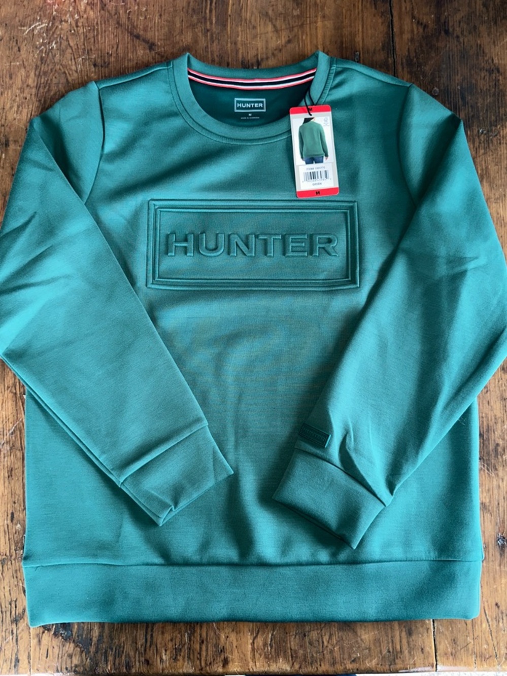 Hunter Green Embossed Logo Crewneck Sweatshirt